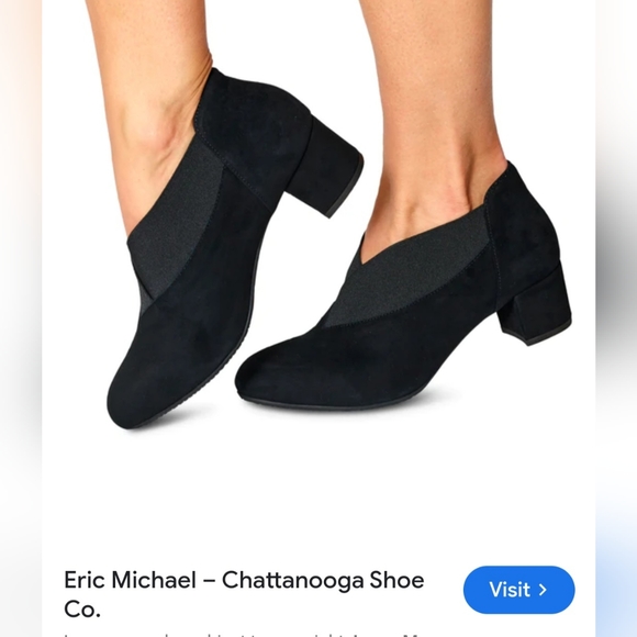 Eric Michael Antonia Black Leather Suede Slip-on Block Heel Size9 Runs Small - Picture 2 of 11